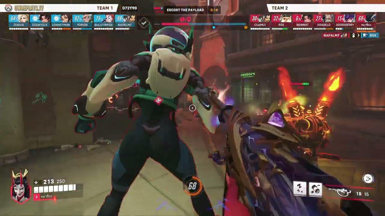 space-controlled King’s Row attack where your Torb acted as a te... by HUD — Overwatch Replay D72Y9G