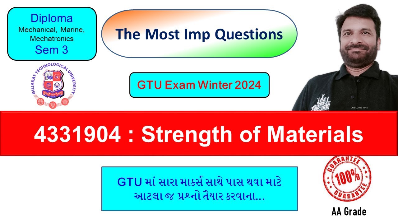 Most Imp Strength of Materials | GTU Winter 2024 Exam |Sem 3