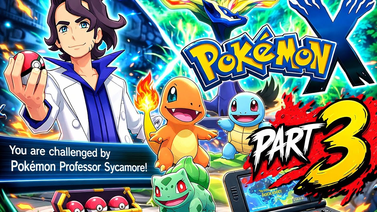 Pokemon X part 3 gameplay challenging Professor