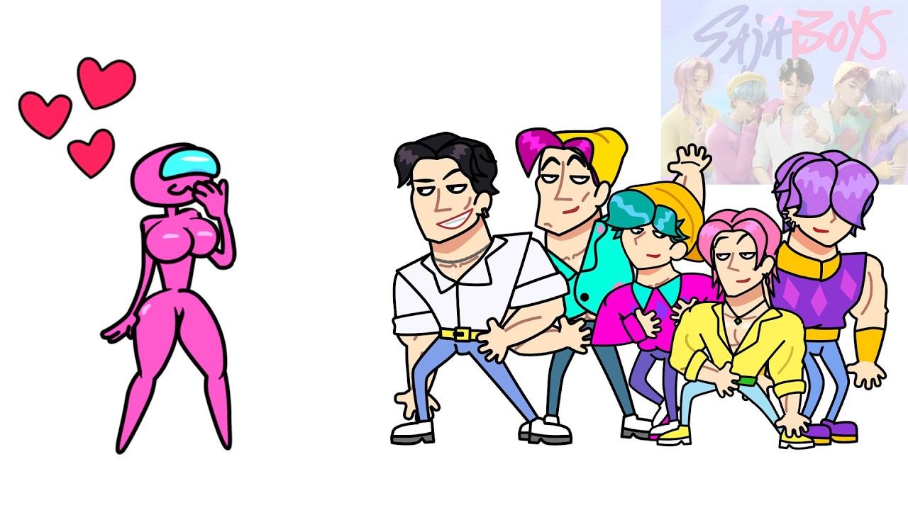 Saja Boys (KPOP) vs (AMONG US) Pink and Red