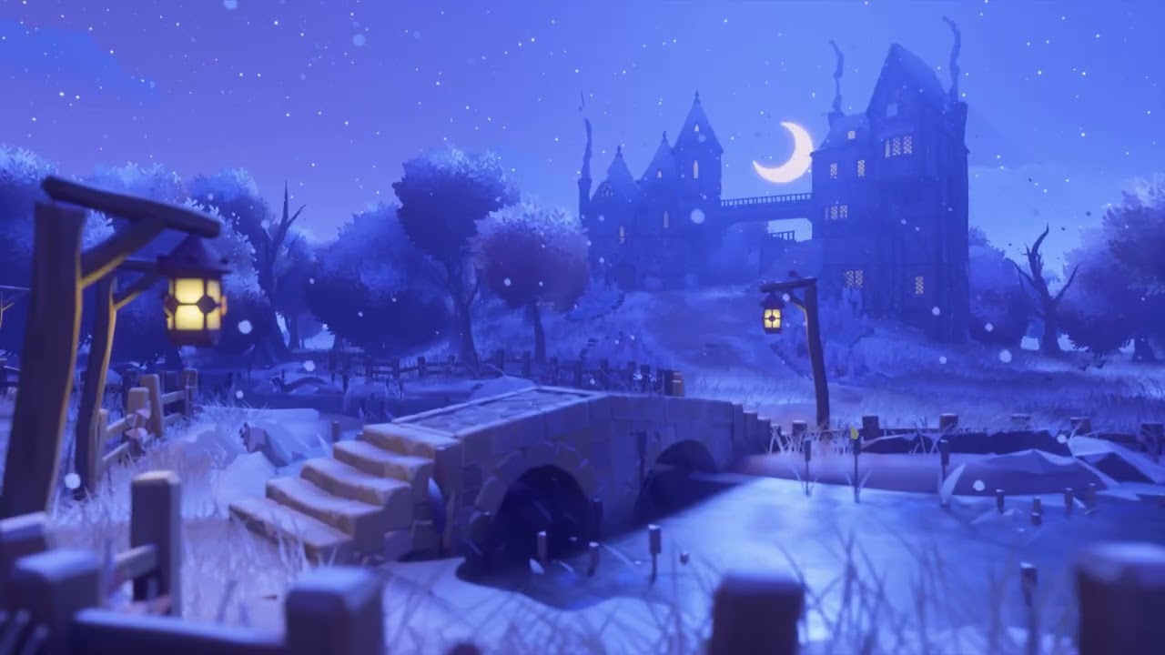 Tiny Glade Winter River and Mansion | Snowy Ambience