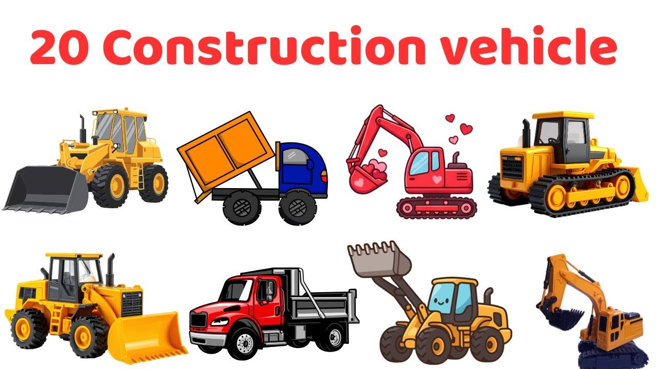 20 Construction Vehicle Names for Kids | Vehicles in English & Bangla | Preschool Learning
