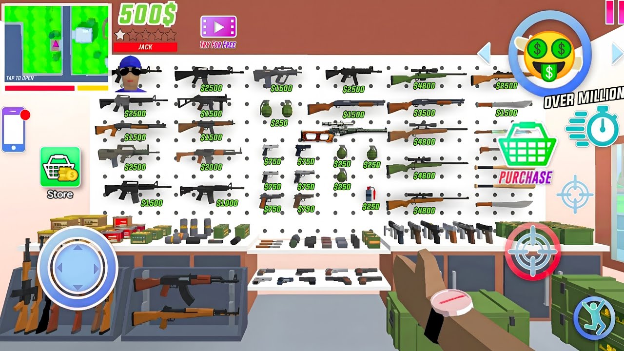 Jack Becomes BILLIONAIRE! Buys ALL Weapons And Guns in Dude Theft Wars