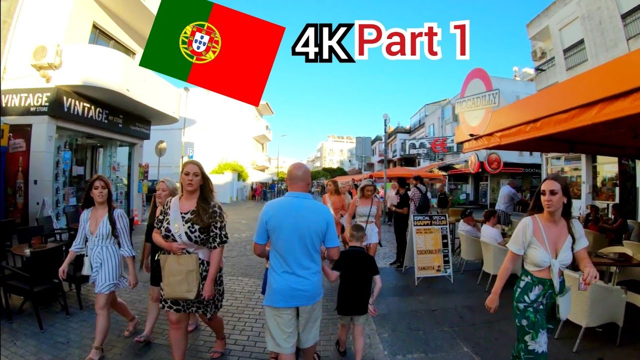 ⁴ᴷ Sunset walk 🇵🇹 Albufeira : Old town, shops and bars, Algarve, Portugal (part 1) 4K