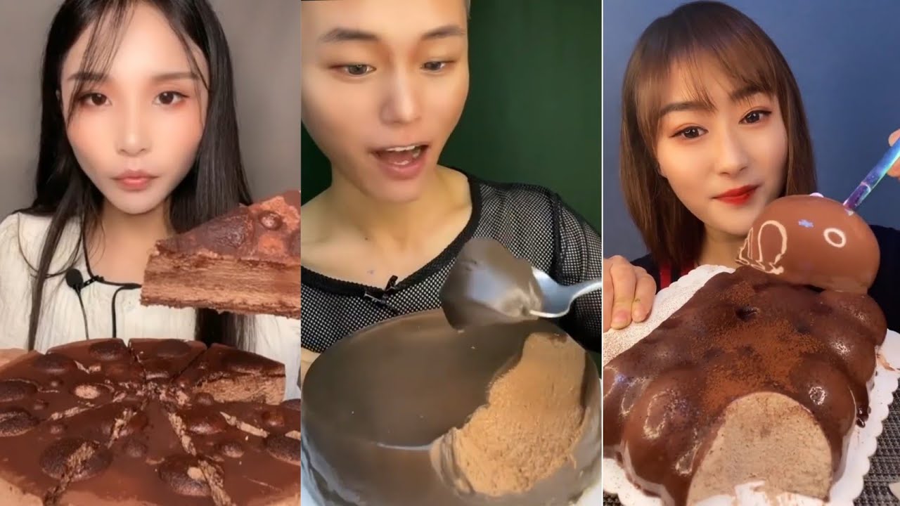 Asmr Chinese Eating Chocolate Mousse Cake Mukbang Compilation || Kwai Sweets || Dessert Party