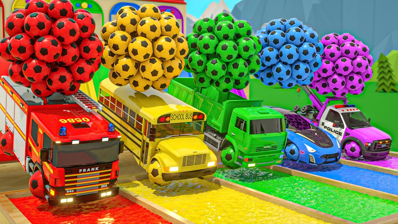 Baby Shark + Wheels On the Bus song - Soccer ball soccer wheels - Baby Nursery Rhymes & Kids Songs