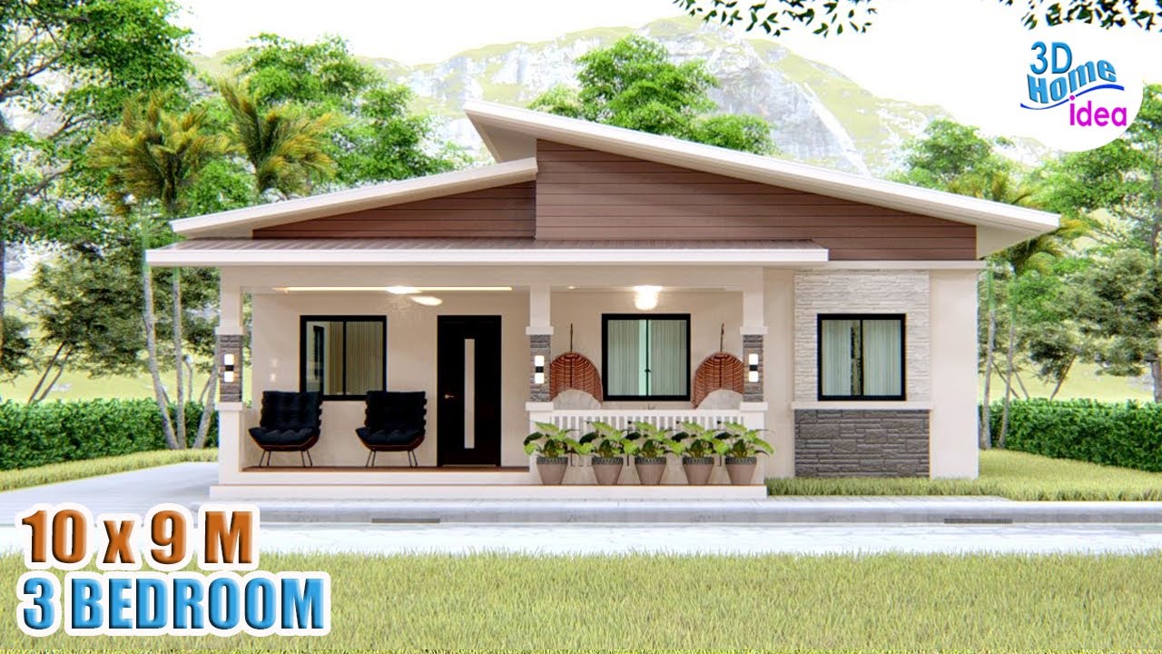 (10 x 9 Meters) Elegant House Design Idea with 3 Bedroom Cozy House