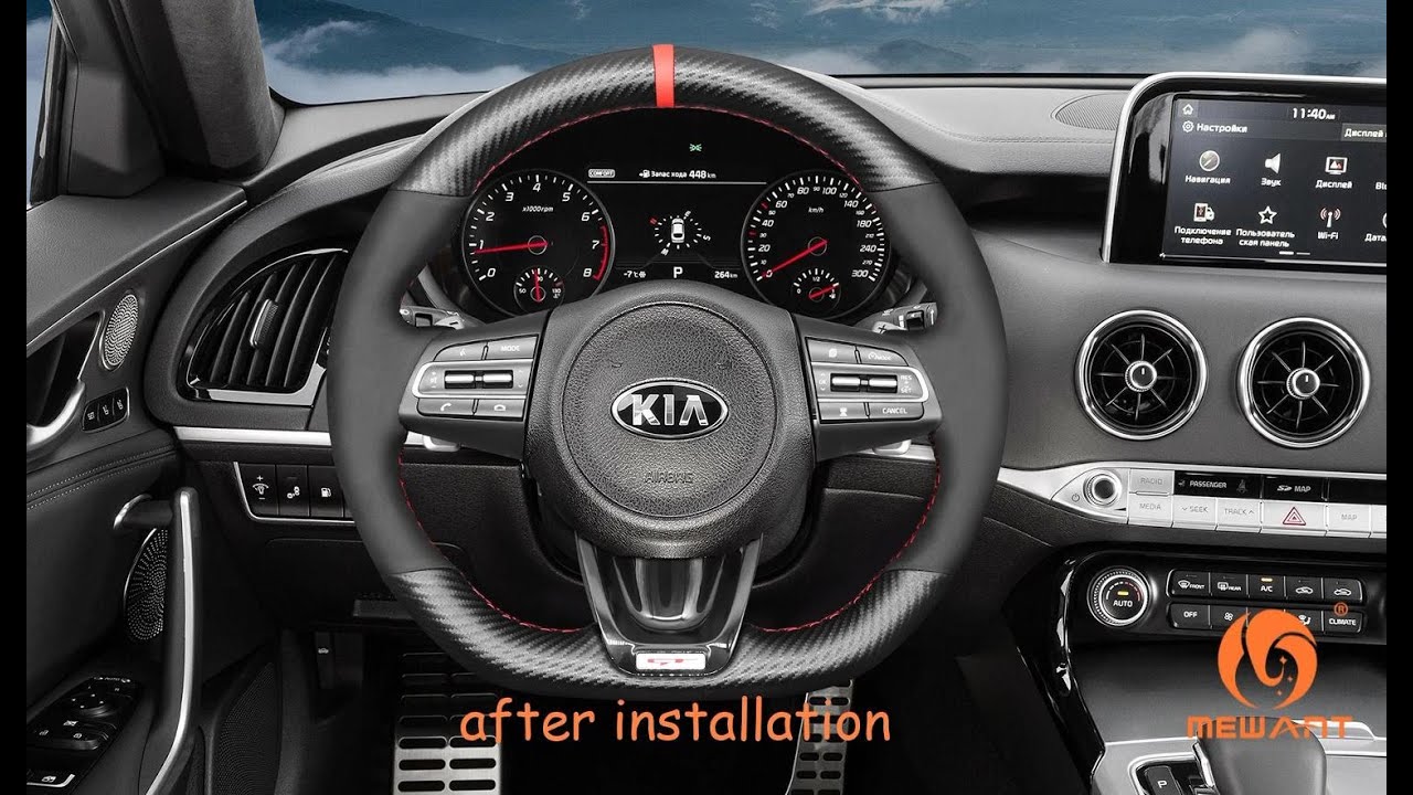 MEWANT --- for Kia Stinger (GT) 2017-2021 Car Steering Wheel Cover Installations