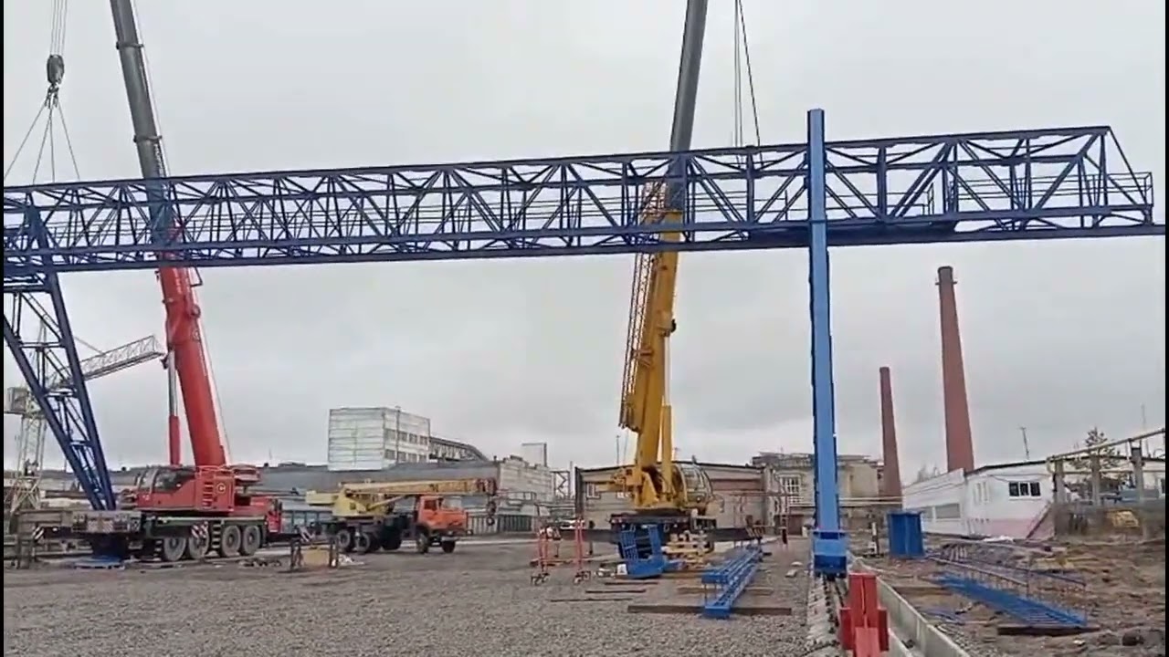 Монтаж козлового крана 10 тонн ферменной конструкции
