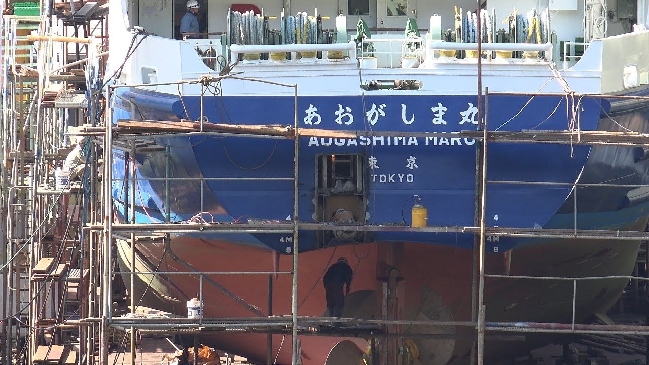 2022/03/01　伊豆諸島開発　藤高造船でドック中のあおがしま丸を撮ってみた【4K撮影】