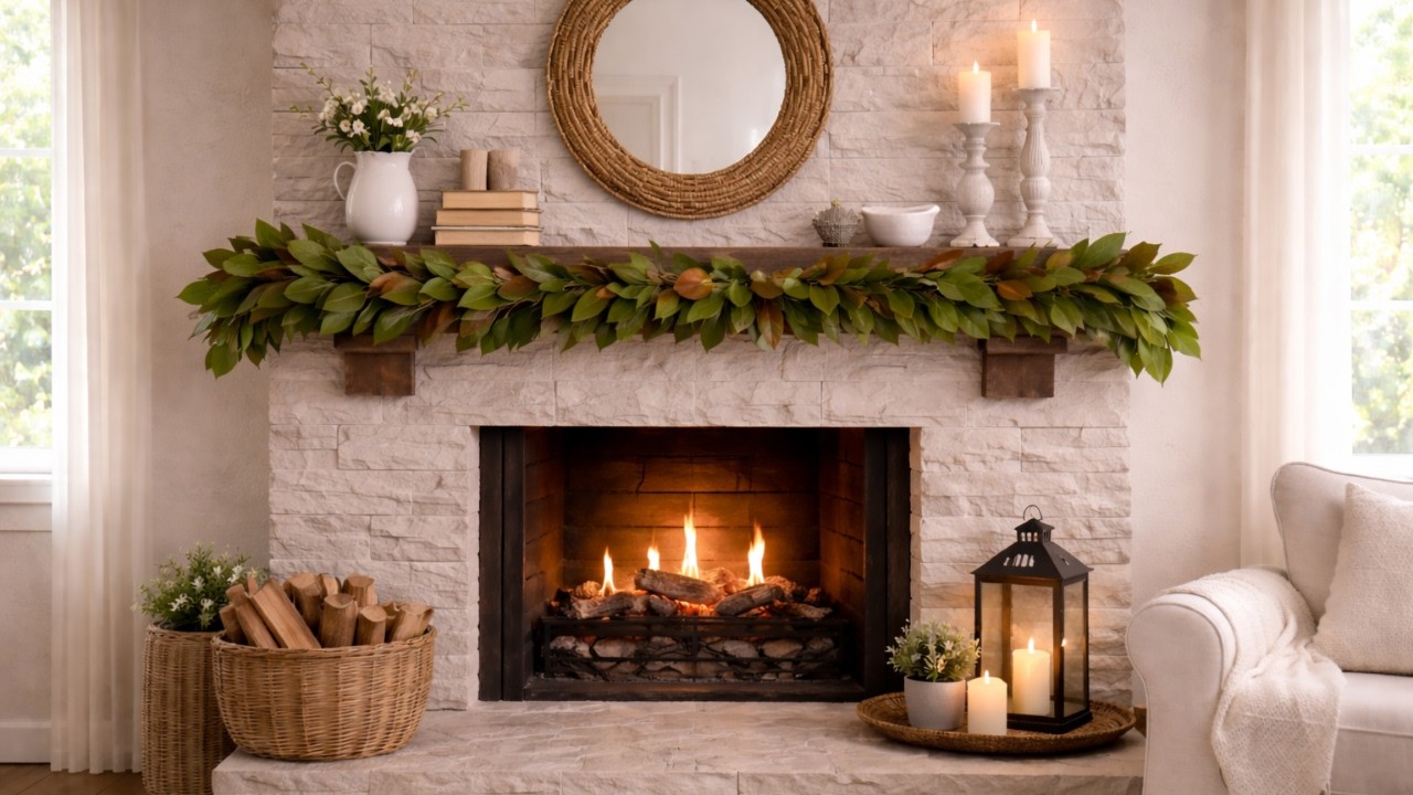 Farmhouse Magnolia Hearth Fire Crackle | Cozy Fireplace Ambience for Relaxing (3 Hours)