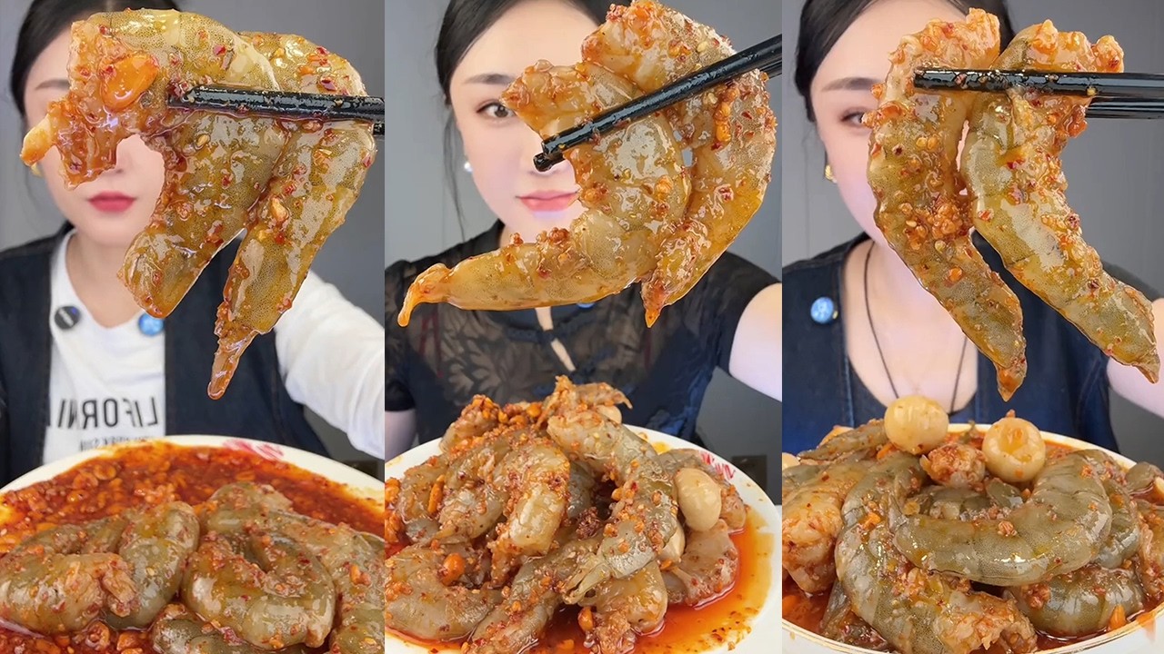 【Yummy】Spicy Shrimp🦐🍋🌶🥜🧄#mukbang#asmr#Seafood