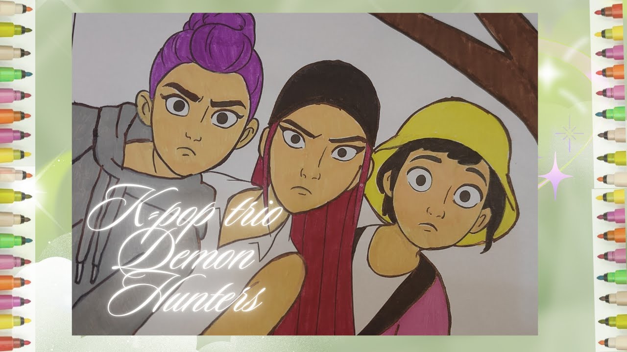 Coloring K-pop Demon Hunters with Markers / How to Color Girls Rumi, Mira and Zoey / NCS MUSIC