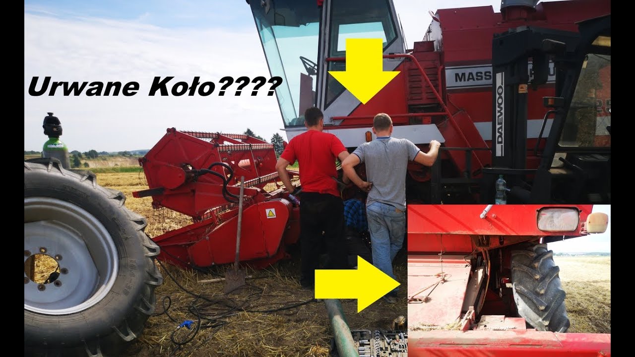 Urwane koło?? Żniwa 2019/ 2 Kombajny Deutz Fahr Massey Ferguson Pronar Małopolska!