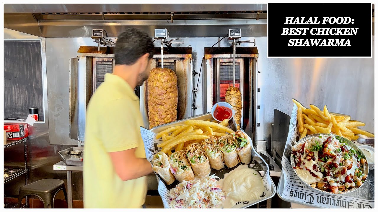 Best Chicken Shawarma in Ohio: Columbus' Huge Crispy French Fries + Chicken Rice Bowl: Halal Food