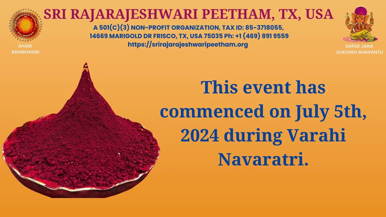 Sri Rajarajeshwari Peetham, Texas, USA