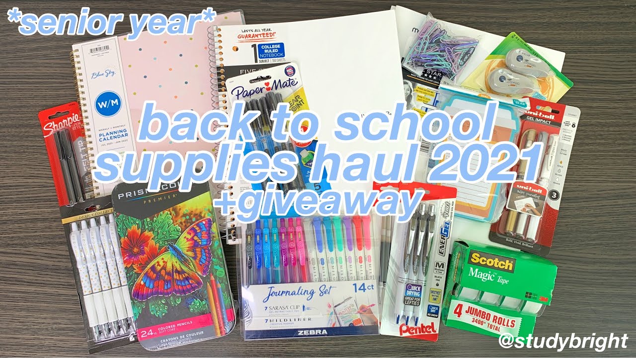 back to school supplies haul 2021 + giveaway | studybright