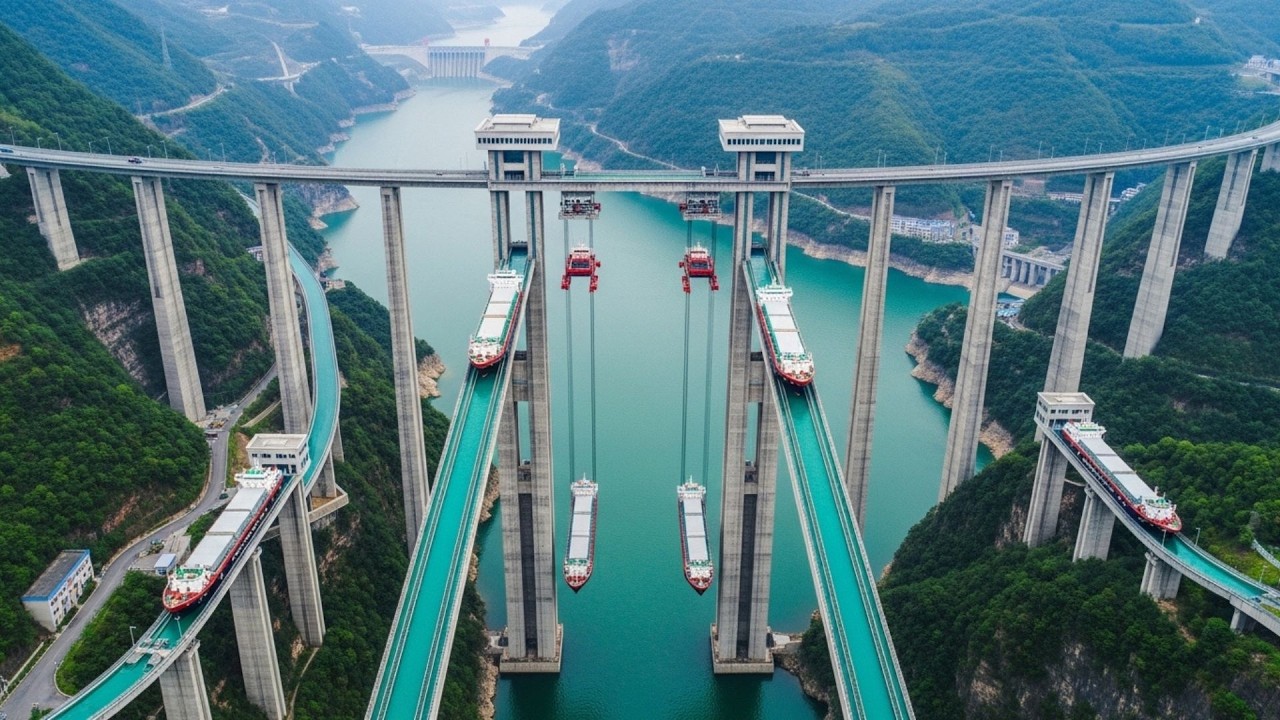 Wie China riesige Schiffsaufzüge baute, die Tausend-Tonnen-Schiffe Hunderte Meter anheben