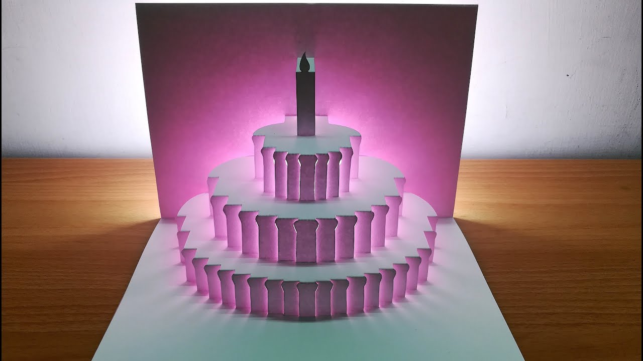 3d Birthday cake｜Birthday card｜paper art｜kirigami｜origami architecture｜3d生日卡片｜手做｜生日卡片