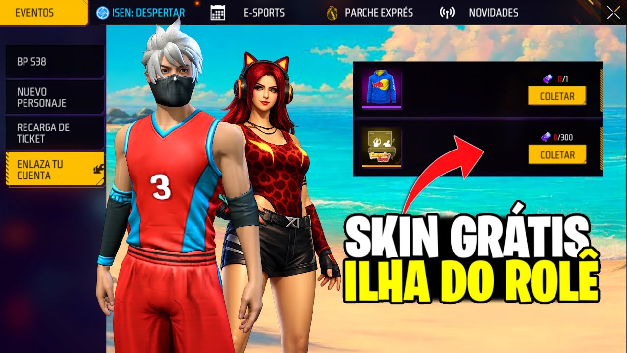 FINALMENTE!! ILHA DO ROLÊ, 2 CODIGUIN, EMOTE GRÁTIS E RECOMPENSAS NO FREE FIRE