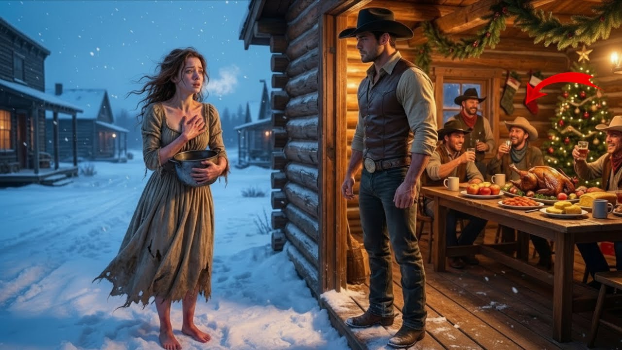 “I ain’t got nowhere to go, sir… but I can cook” she whispered to the widowed rancher on Christmas.
