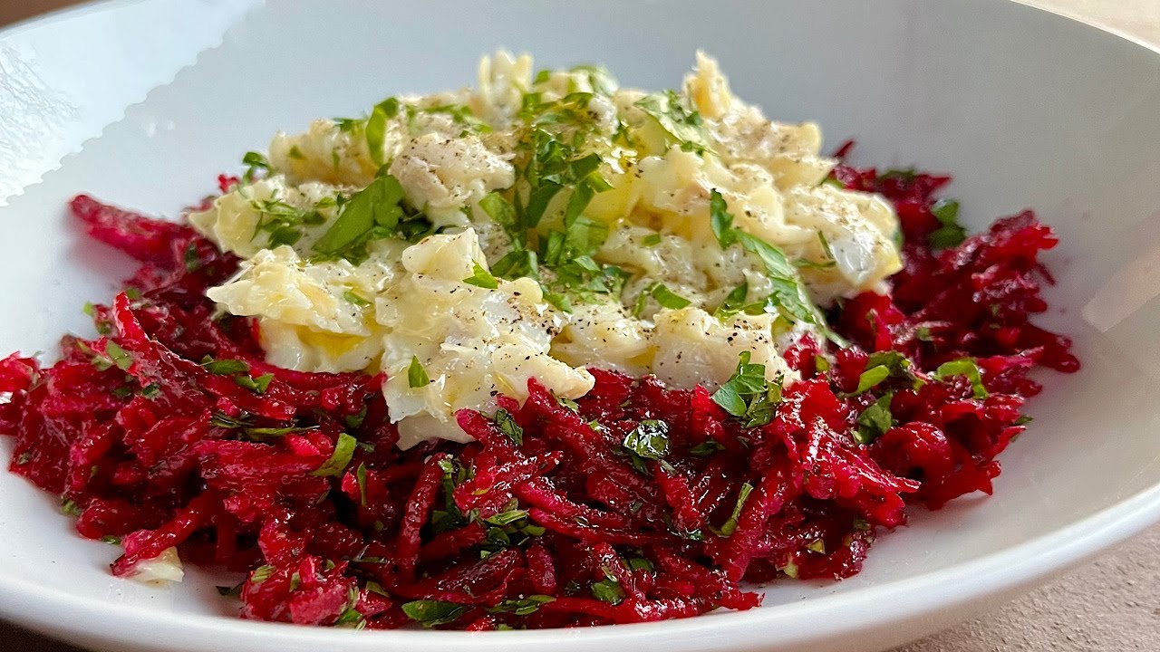Salade de betterave crue râpée, morue et aïoli