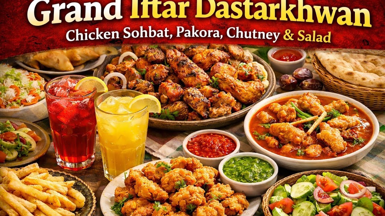Amazing Iftar Dastarkhwan | Chicken Sobat, Biryani, Chapati, Fresh Salad & Fruits | Ramadan Food
