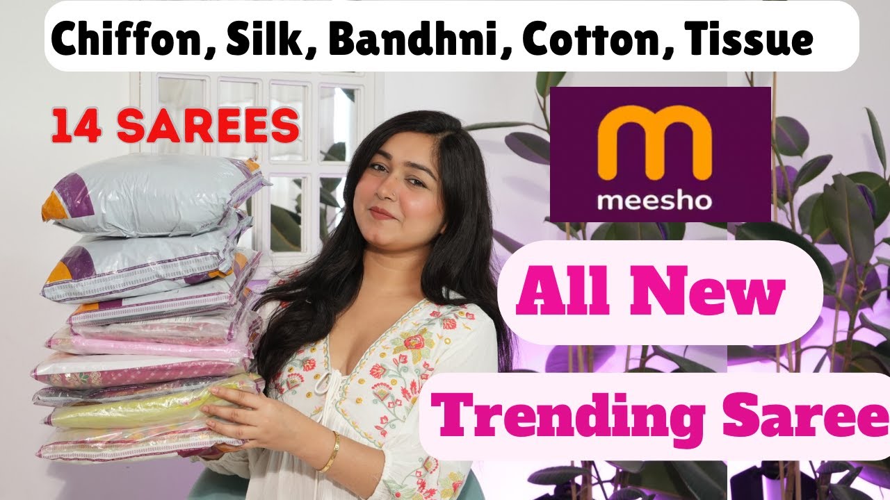 Meesho All New Trending Designer Saree Haul ( Chiffon, Tissue Silk, Bandhni, Cotton) #meesho #saree