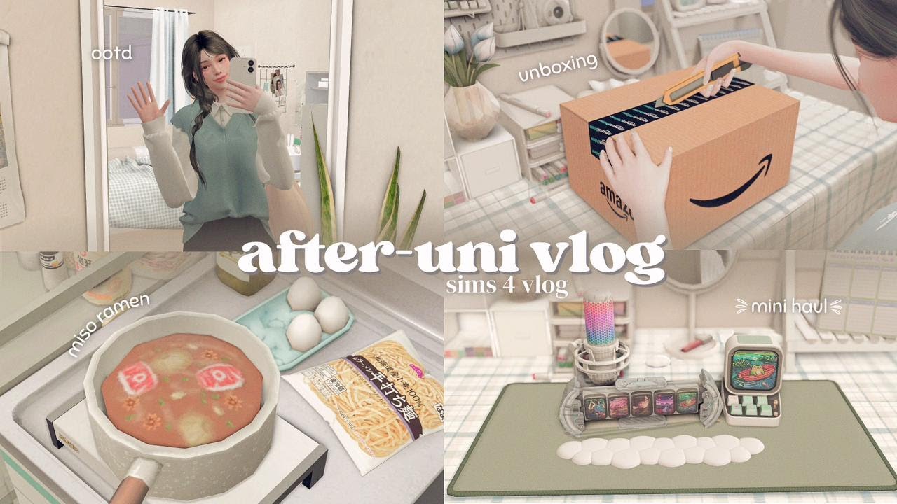 after-uni vlog: cooking ramen, unboxing, new desk setup ☁️ | siera #6 — the sims 4