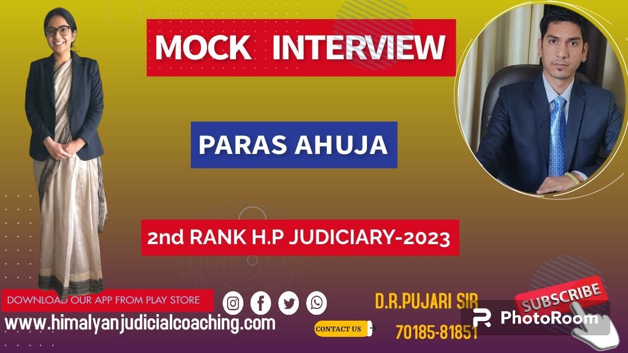 MOCK INTERVIEW || PARAS AHUJA || 2ND TOPPER || H.P. JUDICIAL SERVICES-2023 || TOPPERS TALK ||