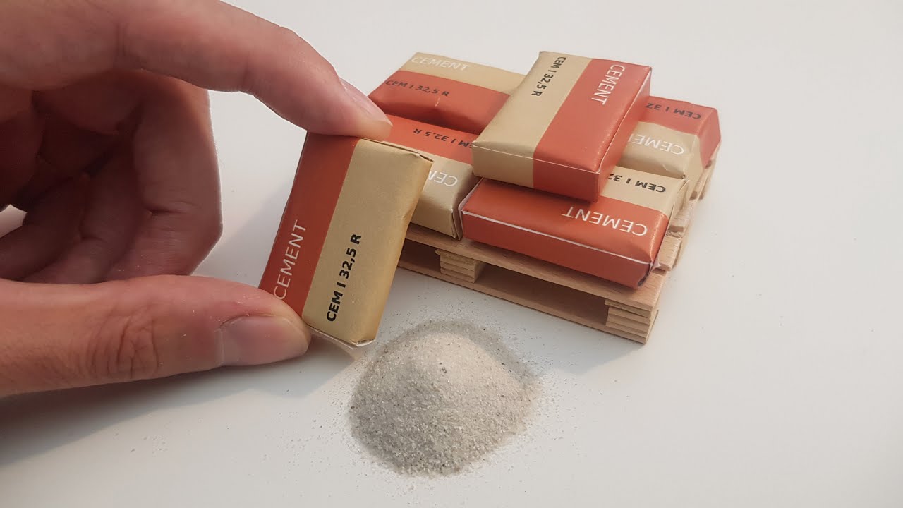 AMAZING mini Wooden Pallet with Cement Bags