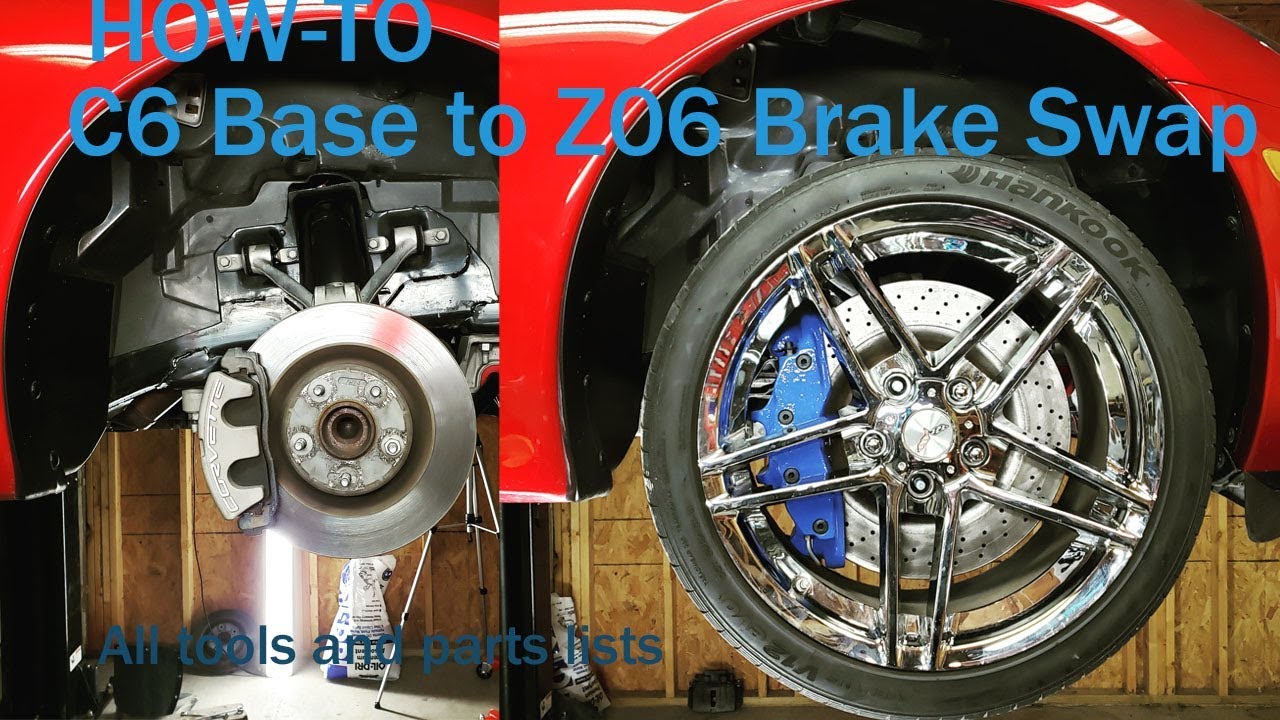C6 base corvette brakes to c6 Z06 brake swap. step by step how-to+ tools and complete parts list.