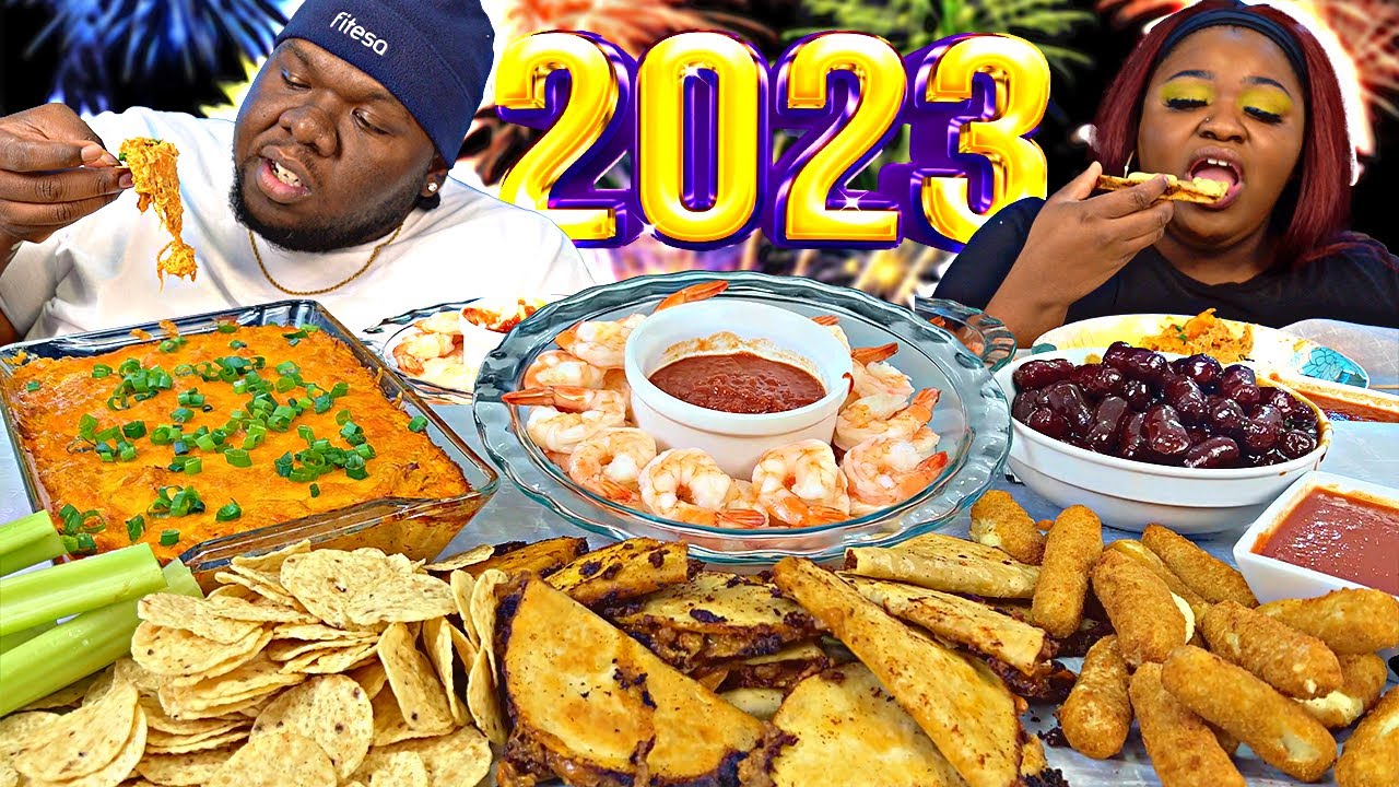 HOMEMADE APPETIZERS MUKBANG!! COOKING + EATING | HAPPY NEW YEAR!!!