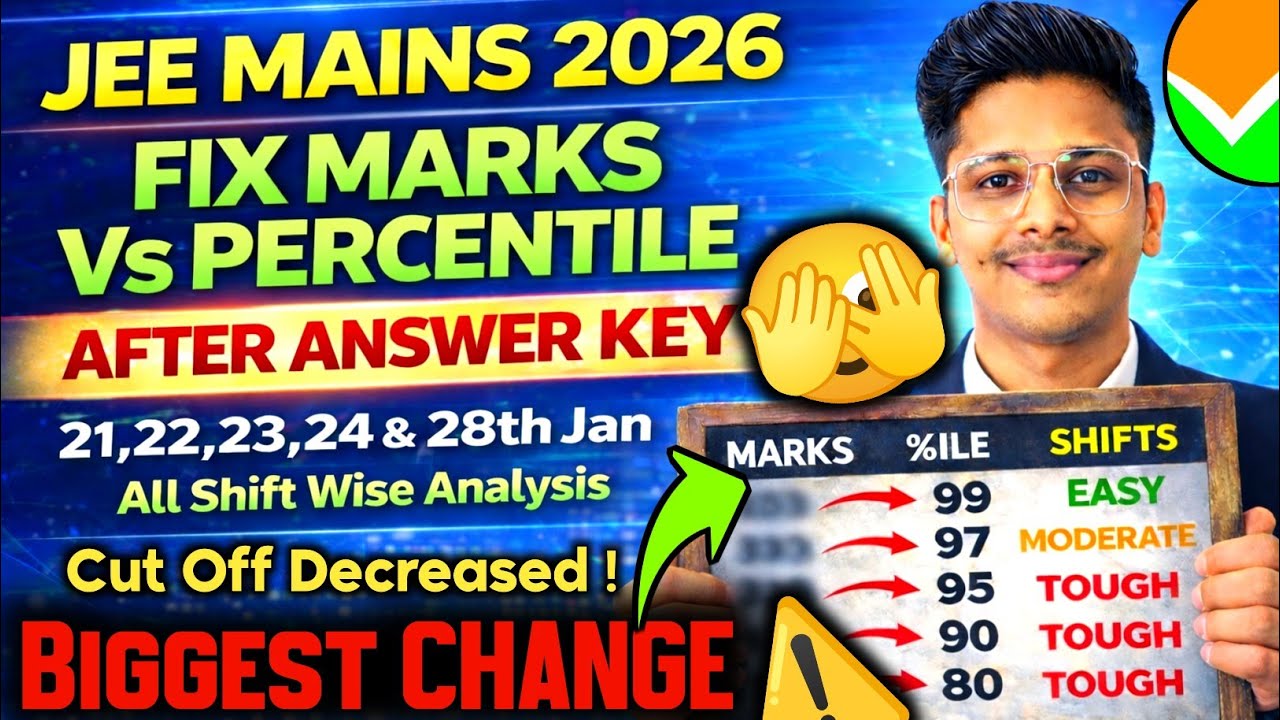 Marks Vs Percentile Jee Mains 2026 🤯| Jee Mains 2026 Marks Vs Percentile | Jee Mains Cut Off 2026 🔥!