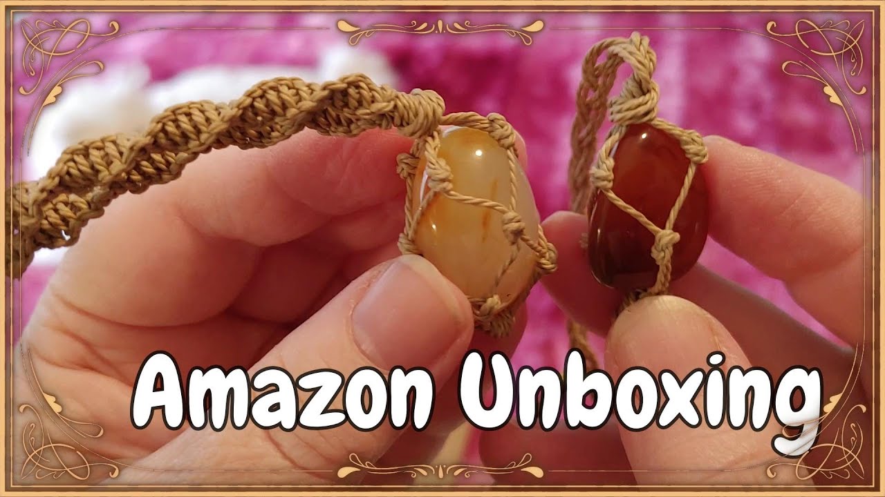 Amazon Unboxing/Macrame Carnelian Stone Necklace & Bracelet Set #amazonunboxing #crystals #jewelry