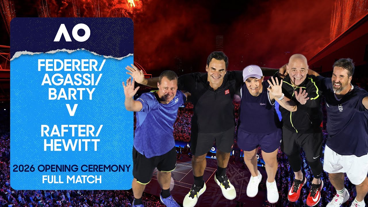 Federer/Agassi/Barty v Rafter/Hewitt Full Match | Opening Ceremony | Australian Open 2026