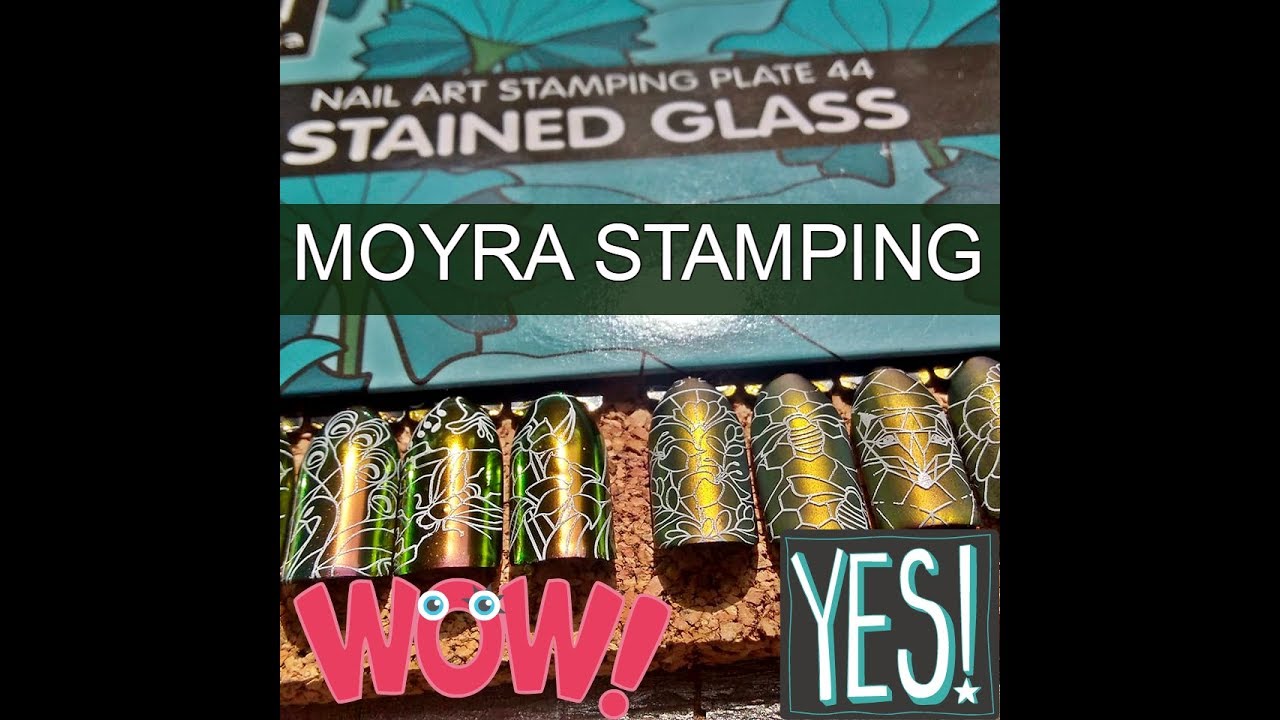 Moyra's Stained Glass Plate 44 Stamped W/Moyra Foil Stamping Polish