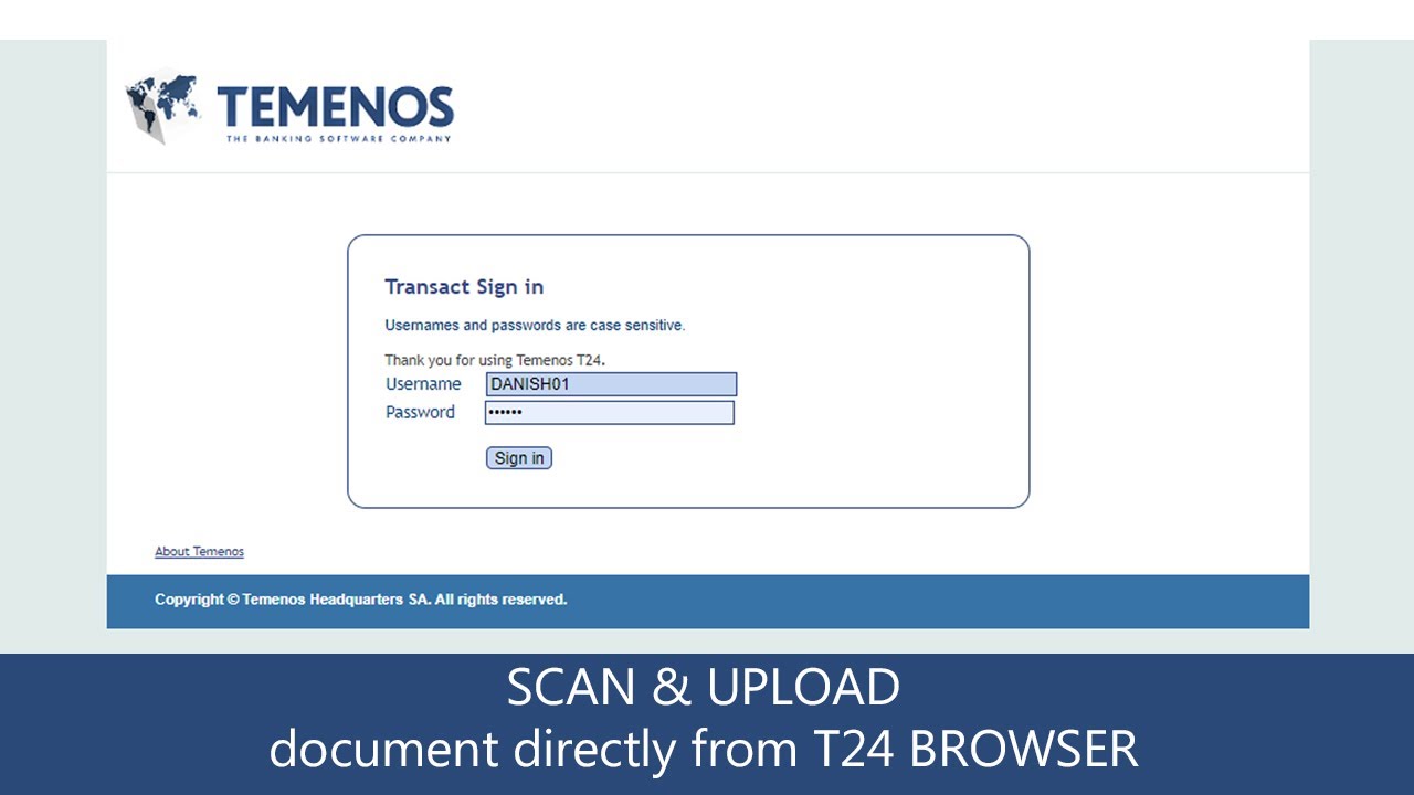 Temenos Transact T24 - Scan and Upload documents directly from T24 browser