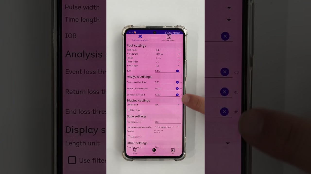 OTDR test with bluetooth