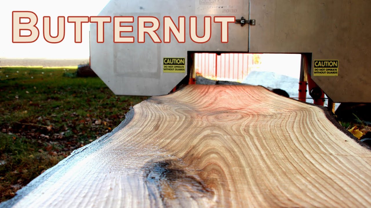 Slabbing Butternut Log on the Mill - #90