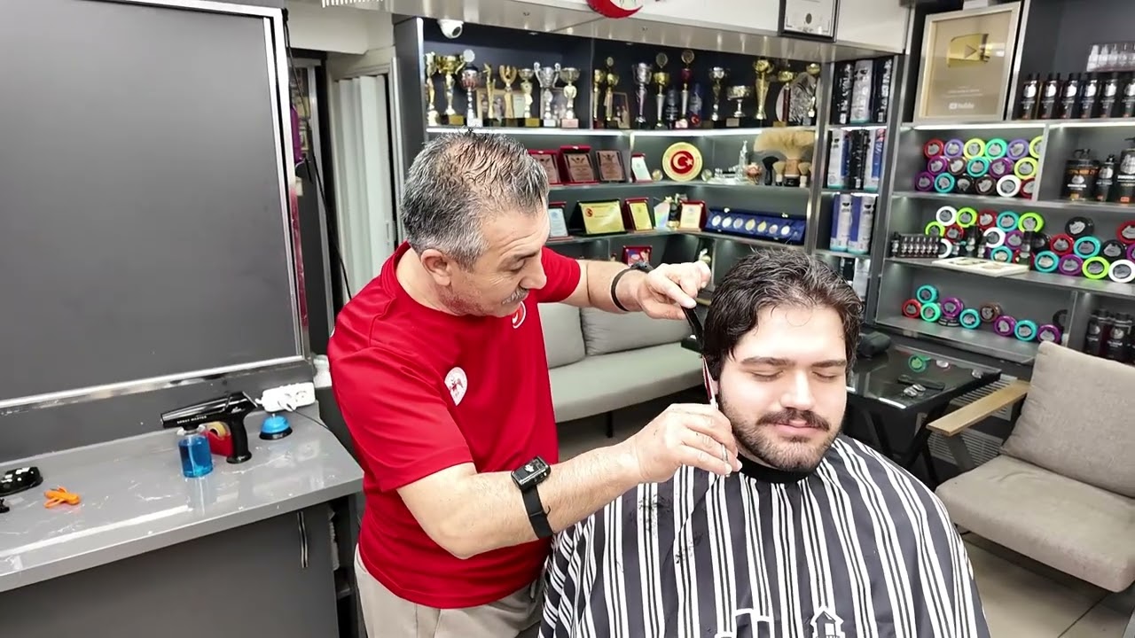 Relax with your ASMR sleep friend Munur Onkan: hair and beard trimming, seat Massage, and Skin Care.
