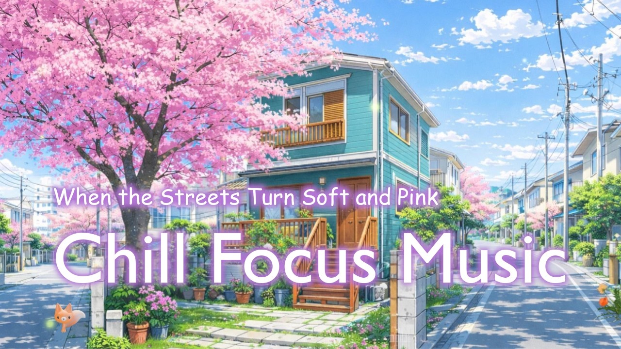 When the Streets Turn Soft and Pink 🌸🌿 | Chill Piano for Focus & Relaxation | 1 Hour