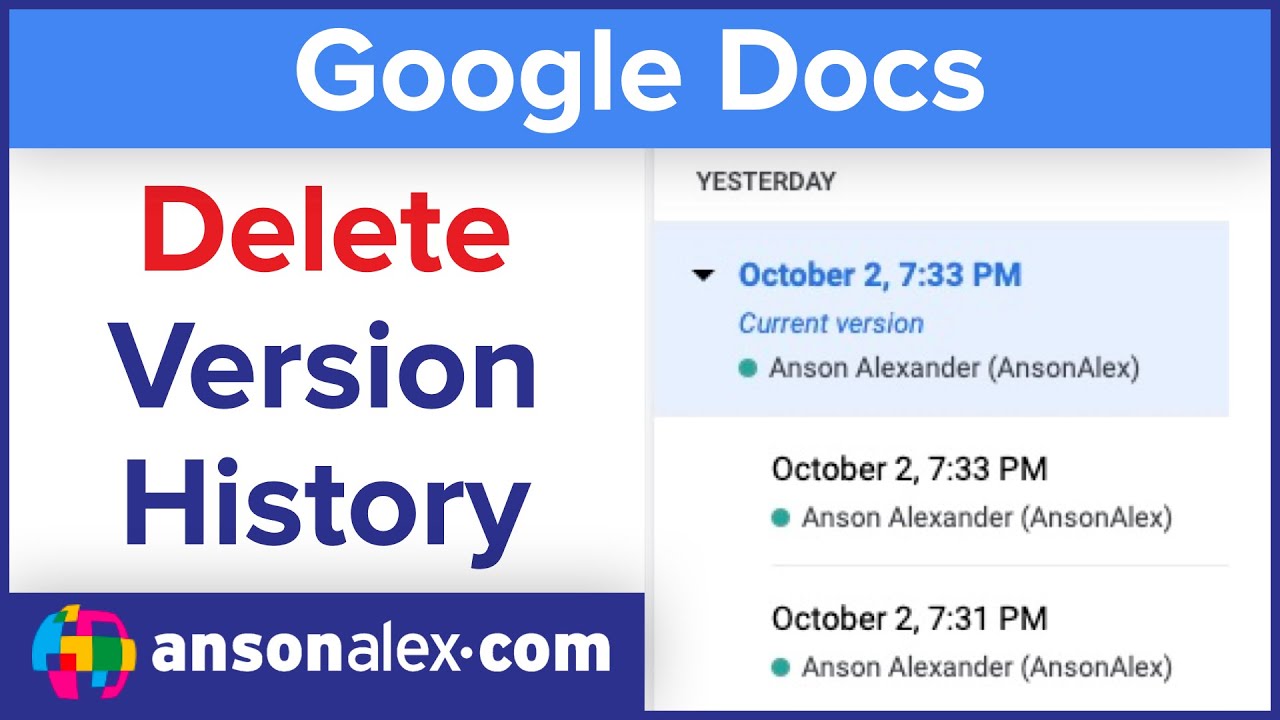 Как удалить историю версий в Google Docs