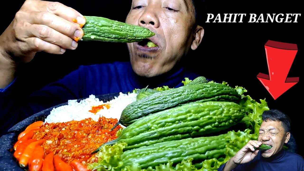 GA KUAT PAHIT JANGAN TONTON!! Makan pare mentah paling pahit dengan sambal trasi cabai setan🌶🫛