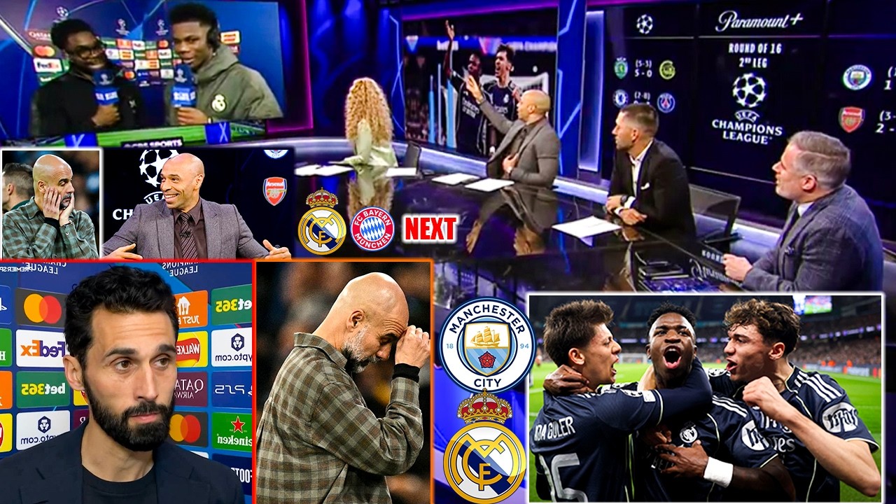 Man City vs Real Madrid 1-2 Vinicius Destroys Guardiola 🔥 Thierry Henry react Madrid Reach Quarters
