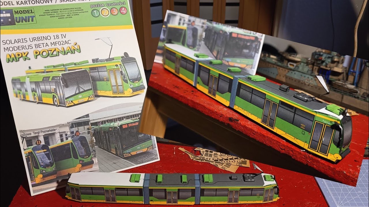 Tramwaj MODERUS BETA MF02AC MPK Poznań Model kartonowy wydawnictwa MODEL UNIT w skali 1:87