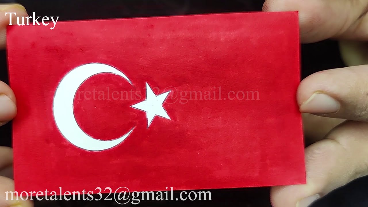 Draw Turkey flag while Anthem National, Türk bayrağı, İstiklal Marşı