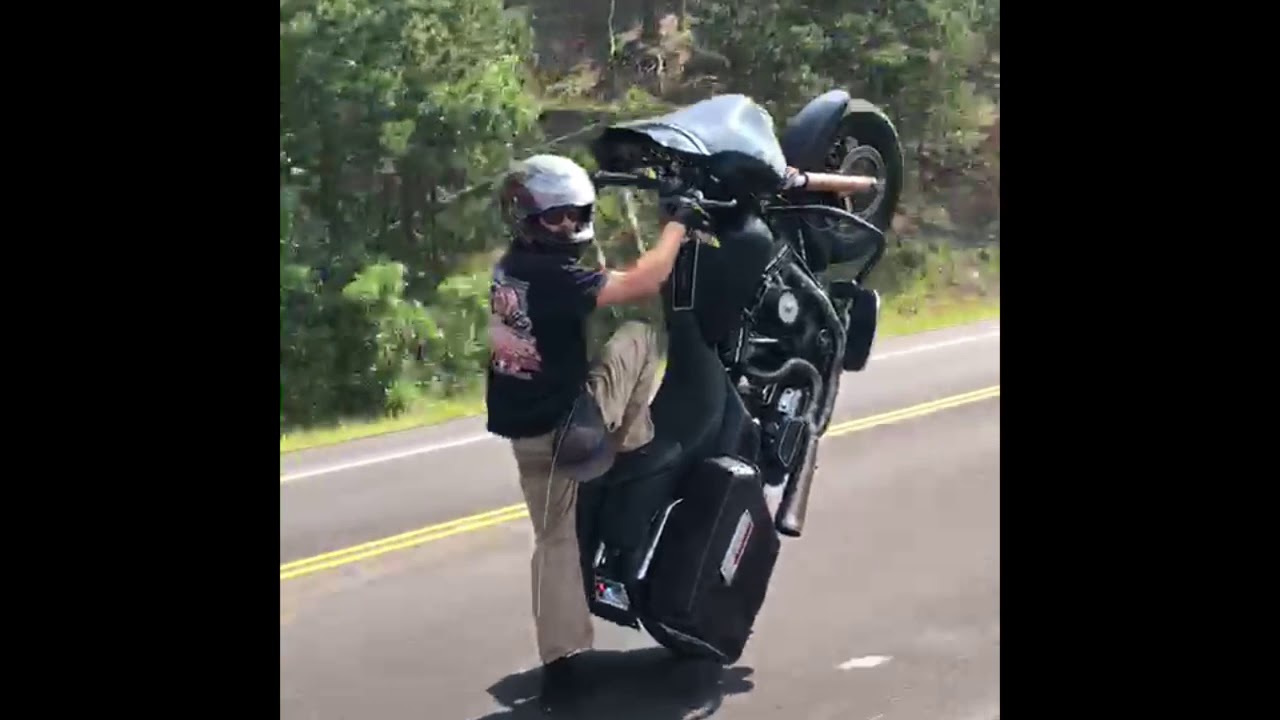 Harley Street Glide Wheelie (crazy friend from work)