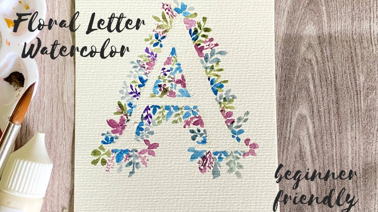 Floral letter monogram watercolor tutorial