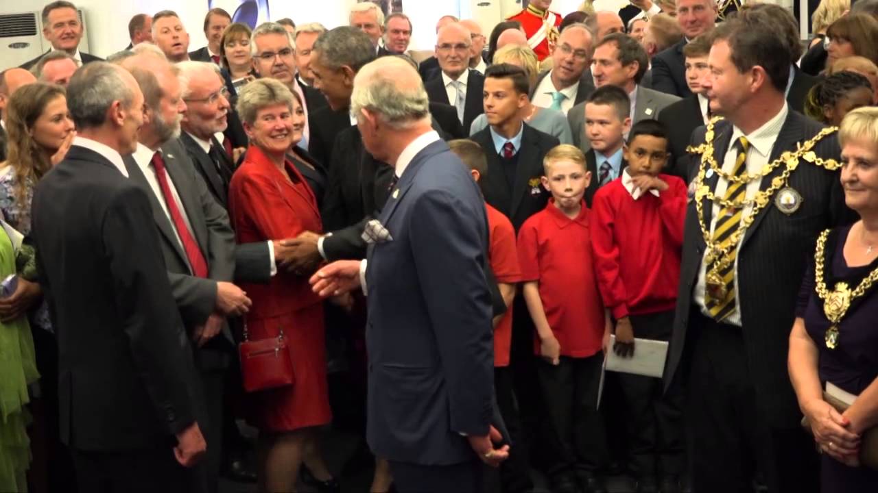 The Prince of Wales greets President Obama at the NATO Summit reception